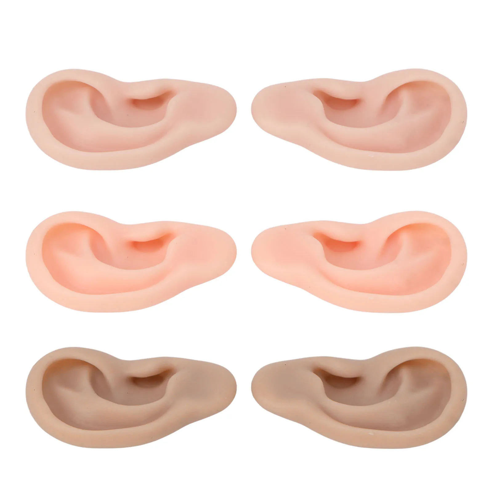 Modelo de oreja humana de silicona, simulación suave y Flexible, exhibición de pendientes, Piercing de oreja, ejercicio, 1 par