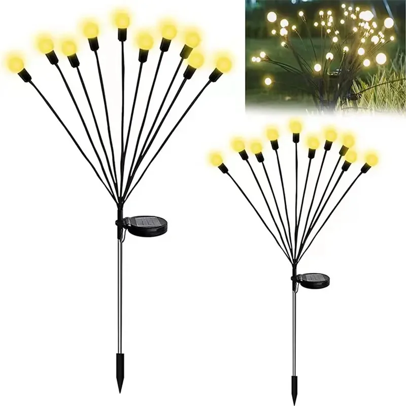 Solar Powered Firefly Lights LED Outdoor Waterproof Swaying Lights for Garden Patio Pathway Decoration 6/8/10 Pack Vibrant Color