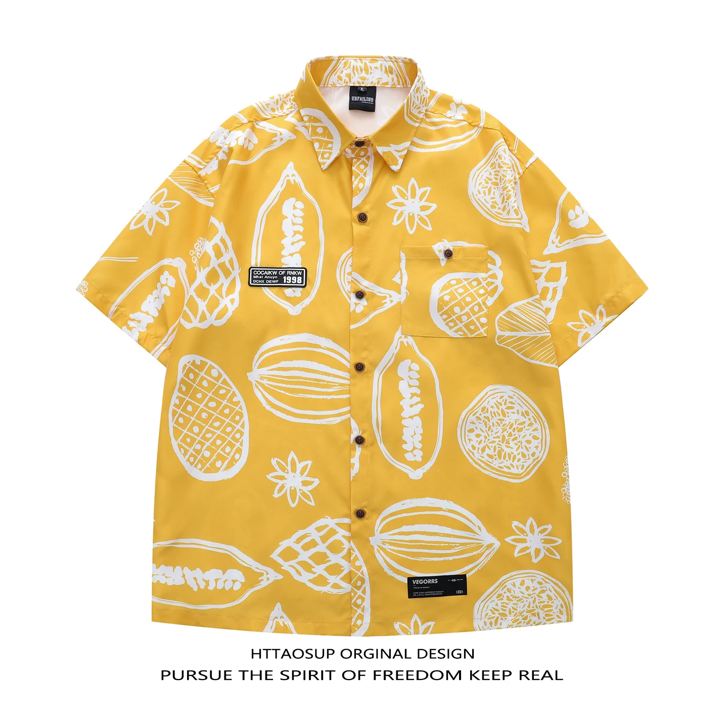 

HTTAOSUP Graffiti Hand-drawn Casual Shirt Short Sleeve Summer Hawaiian Style Loose Fit Men's Shirt Polyester Fiber Unisex