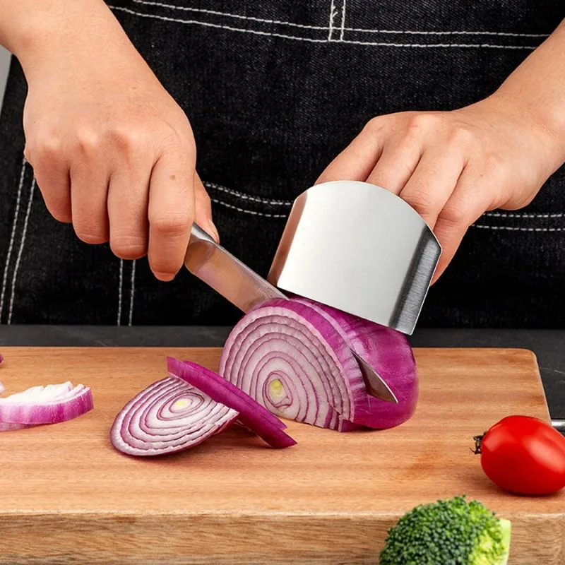 

1pc Stainless Steel Finger Protector Kitchen Knife Cutting Cooking Finger Protector Safe Kitchen Durable Chop Shield Cut Gadget