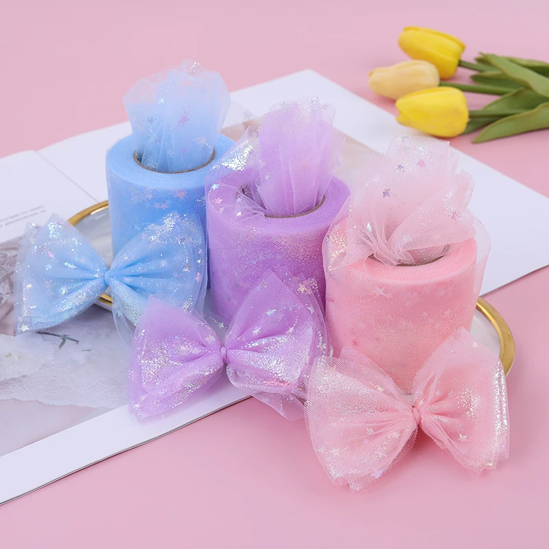 6cm 5yard Illusory Tulle Roll Love Organza DIY Hair Bows Gauze Element Table Runner Tissue Spool Craft Party Wedding Decoration