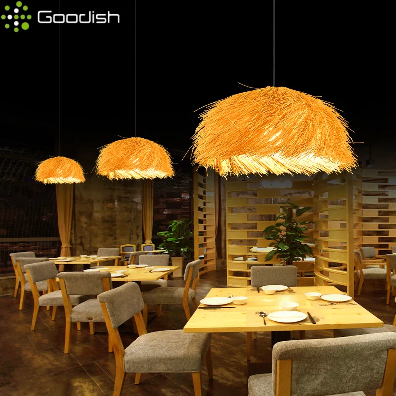 Modern Minimalist Wicker Ratten Brushed Stainless LED Pendant Light Art Creative Lamp for Living Room Home Decoration Chandelier