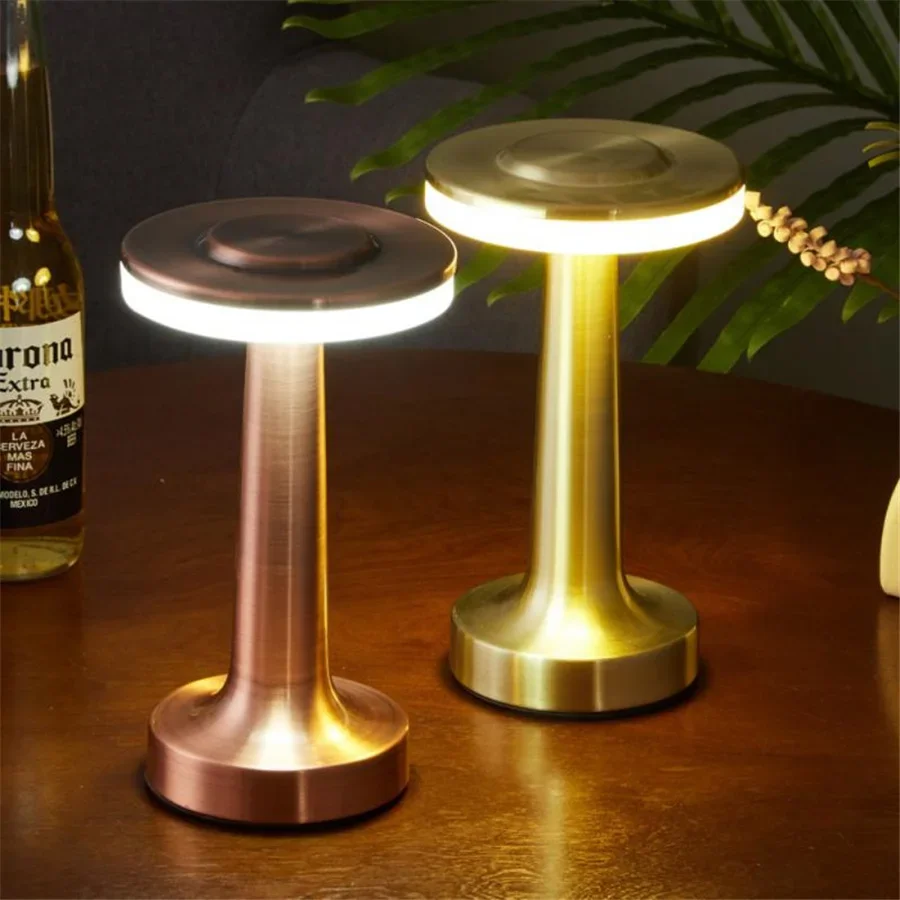 

LED Table Lamp Retro Bar Touch Dimmable 3 Color Rechargeable Dining Desktop Night Light for Vintage Desk Lamp Bar Decoration
