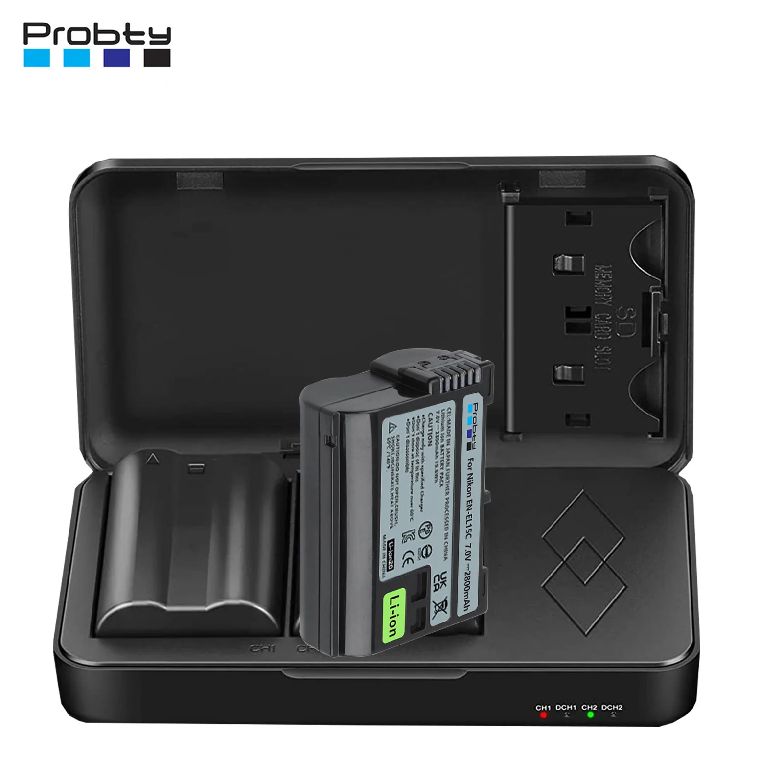 2800mAh EN-EL15C EL15C EN EL15 Battery + 2 Slots Charger TF Card Battery Storage Box for Nikon Z8, Z6, Z6 II, Z7, Z7II D780