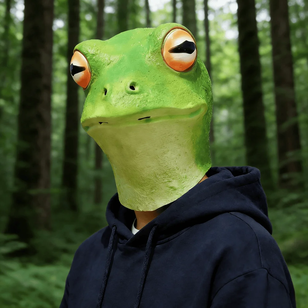 Realistische 3D-Froschmaske aus Latex, Ganzkopf-Tiermaske für Halloween, Cosplay-Kostüm, Party-Requisiten für Erwachsene – Detail 3