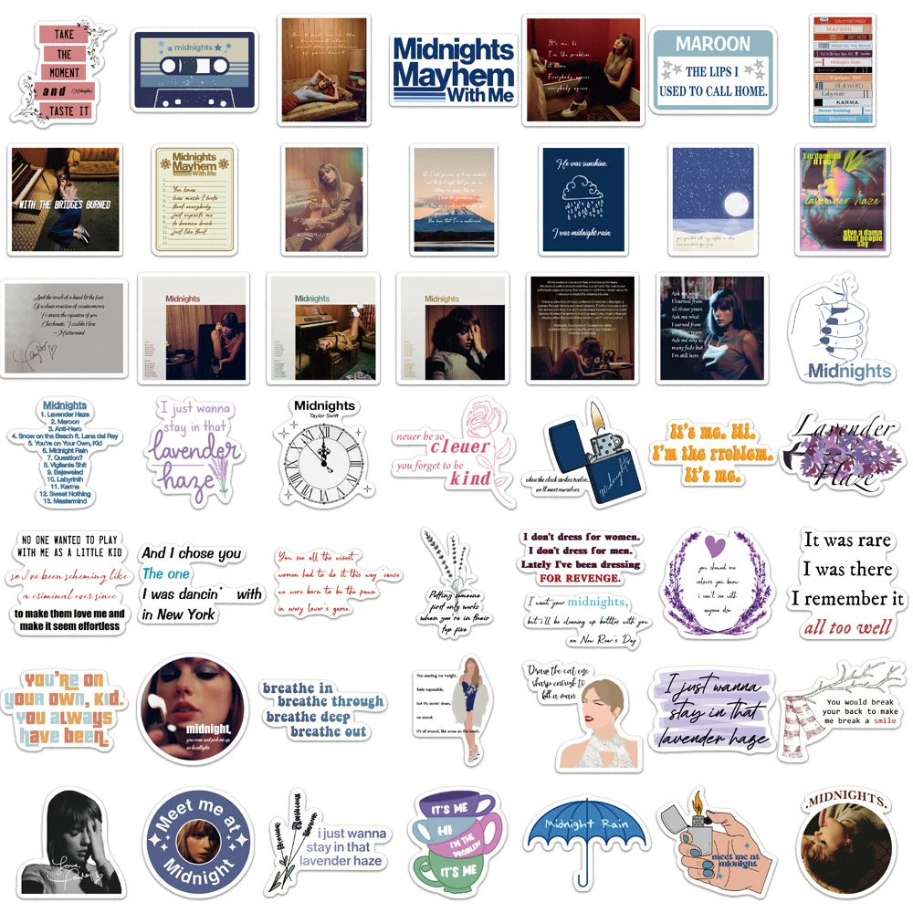 10/30/50 قطعة تايلور أليسون سويفت منتصف الليل ملصقات الشارات مقاوم للماء الكتابة على الجدران الأمتعة سكيت الغيتار المغني ملصق الاطفال اللعب #5