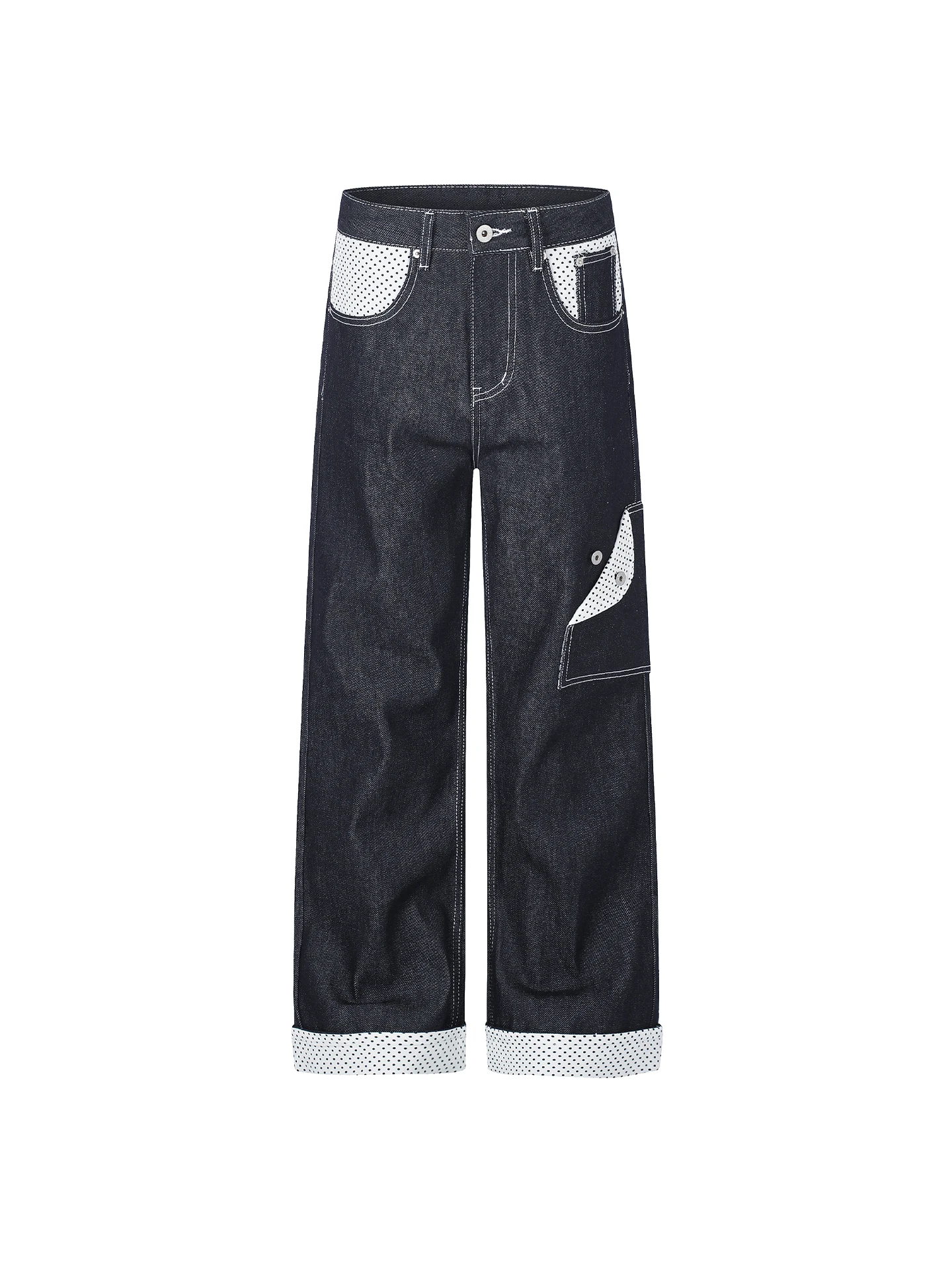 Calças Casuais Largas Joinboy American Retro com Poás em Cores Originais para Homens e Mulheres