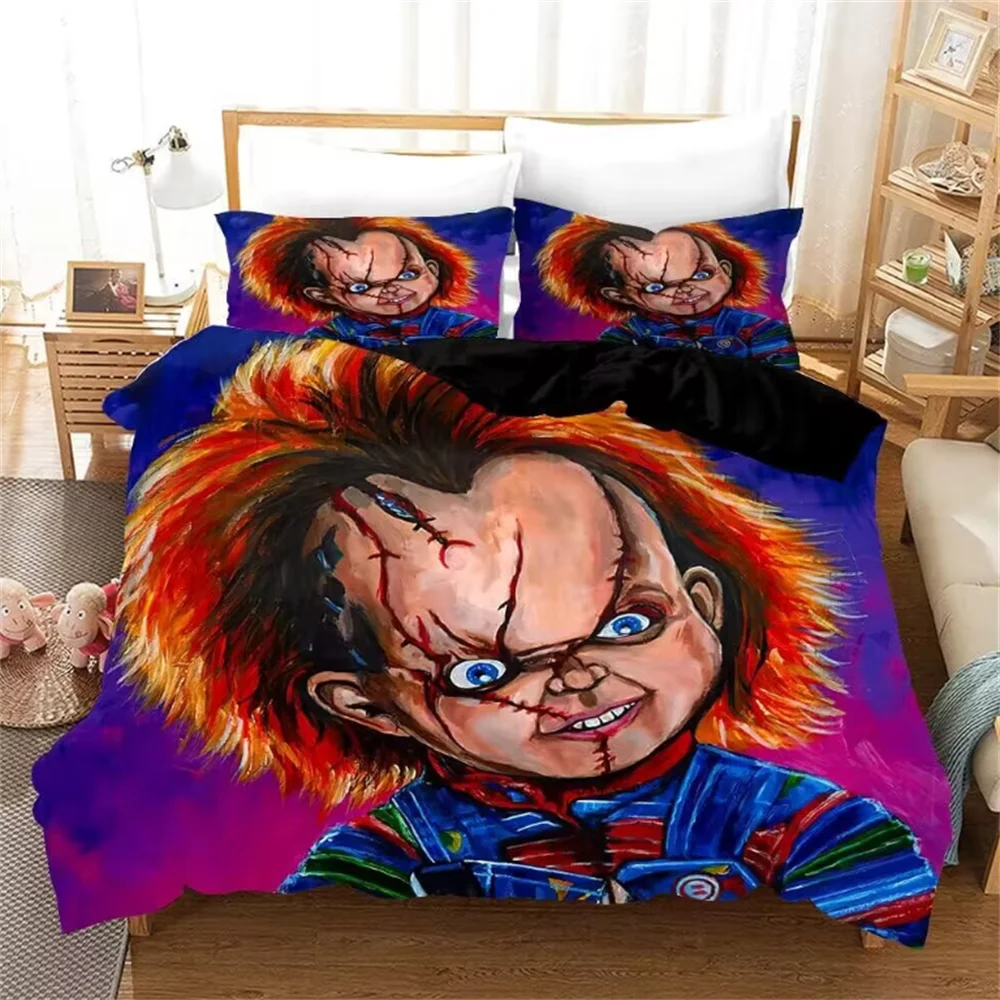 Puppet Horror Doll Bedding Set 3D Printed Duvet Covers Sets With Pillowcases Child of Play Moive Character Chucky Doll Bed Linen