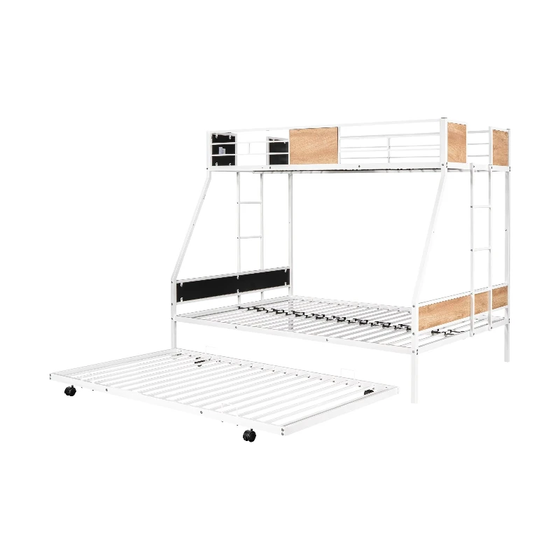 Heavy duty rugged metal bunk bed with caster safety rails