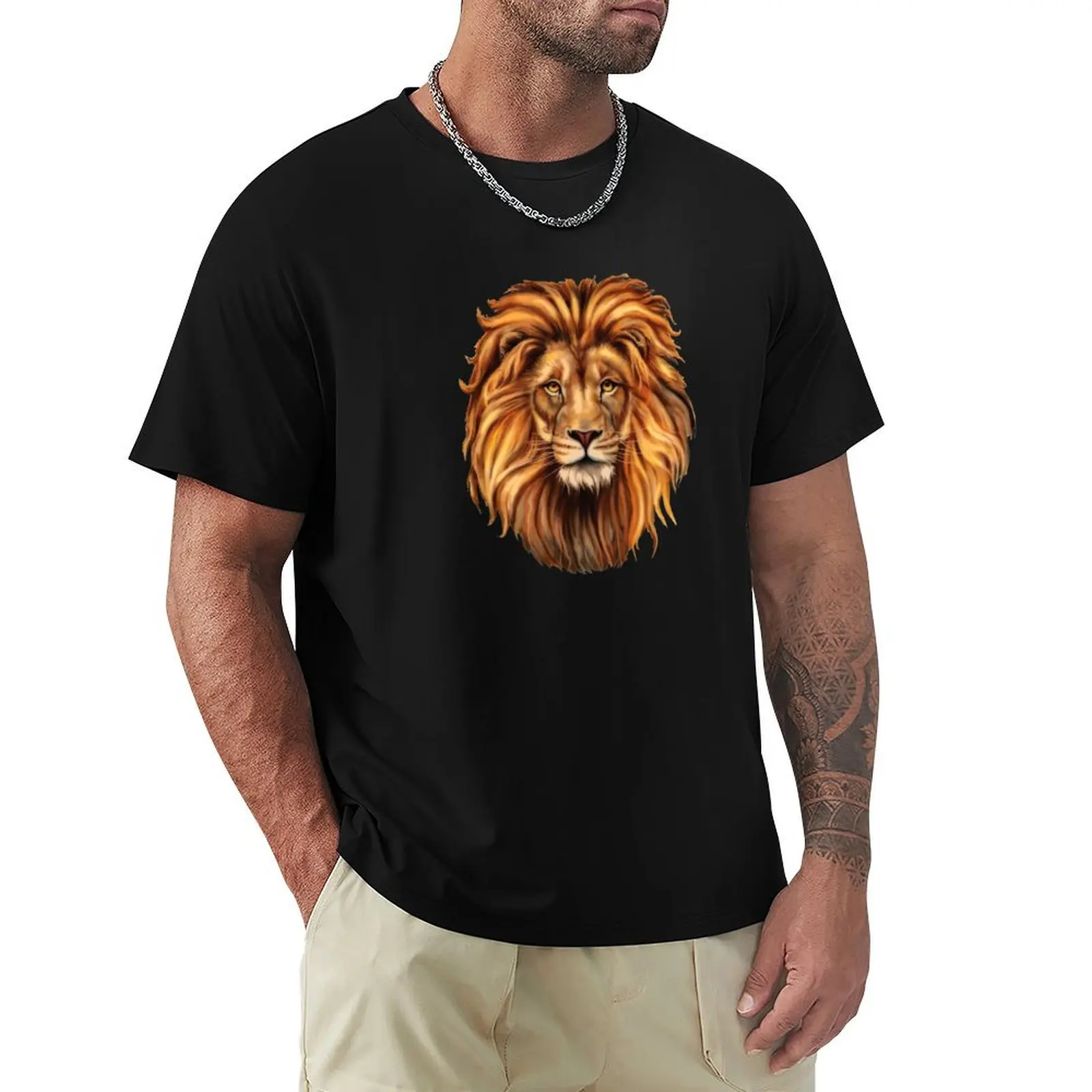 

Lion face print T-Shirt anime figures shirts graphic gifts for boyfriend heavyweights vintage t shirt men