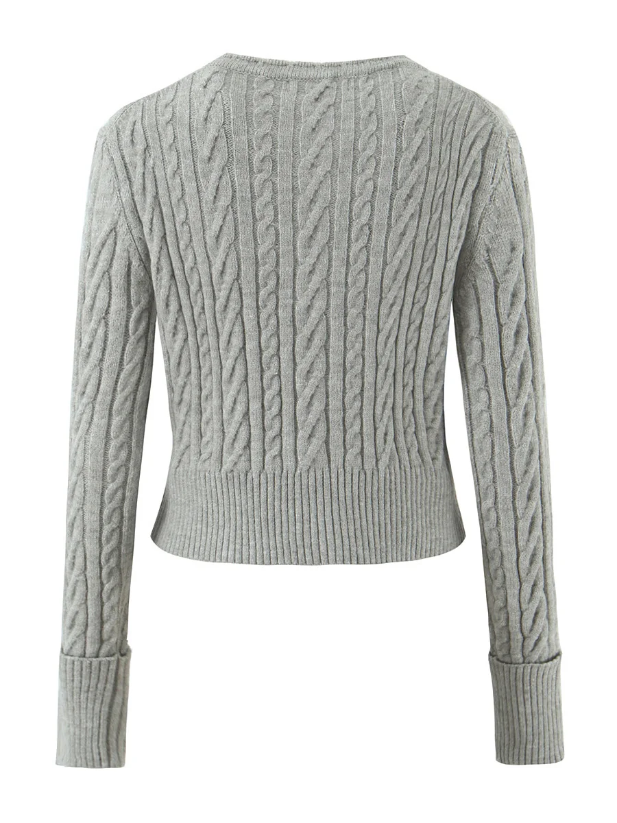 

American Sle Spicy Girl Versatile Slim round Ne Twist Knitwear Cardigan Women's Autumn Winter ort Coat Top