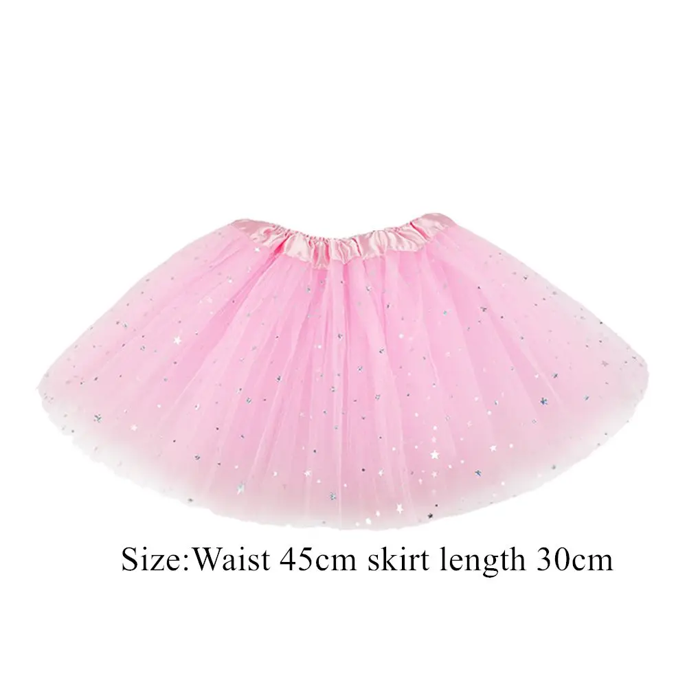 Summer Kids Baby Star Glitter Dance Tutu Skirt For Girl Sequin 3 Layers Tulle Toddler Lace Pettiskirt Children Chiffon 2-8T images - 6