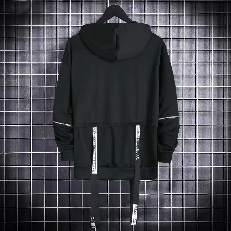 ARENS-Sudadera gótica con capucha para hombre, ropa de calle de color negro, estilo Hip Hop, Harajuku, para otoño