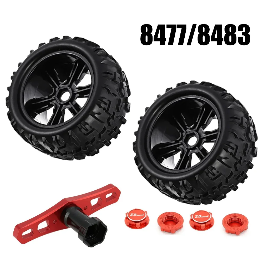 4pcs RC Truck Tires Wheels 8477/8483 17mm Hex 1/8 Scale Set With Tool For ZDRacing JLB Cheetah Monster Flux Toy Parts