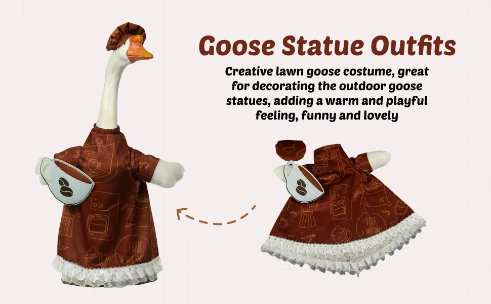 

Lawn Goose Outfit Costume Fits 23" Tall Statue, Artwork with Hat, Cute Goose Clothes, Decorative for Party Patio Festival