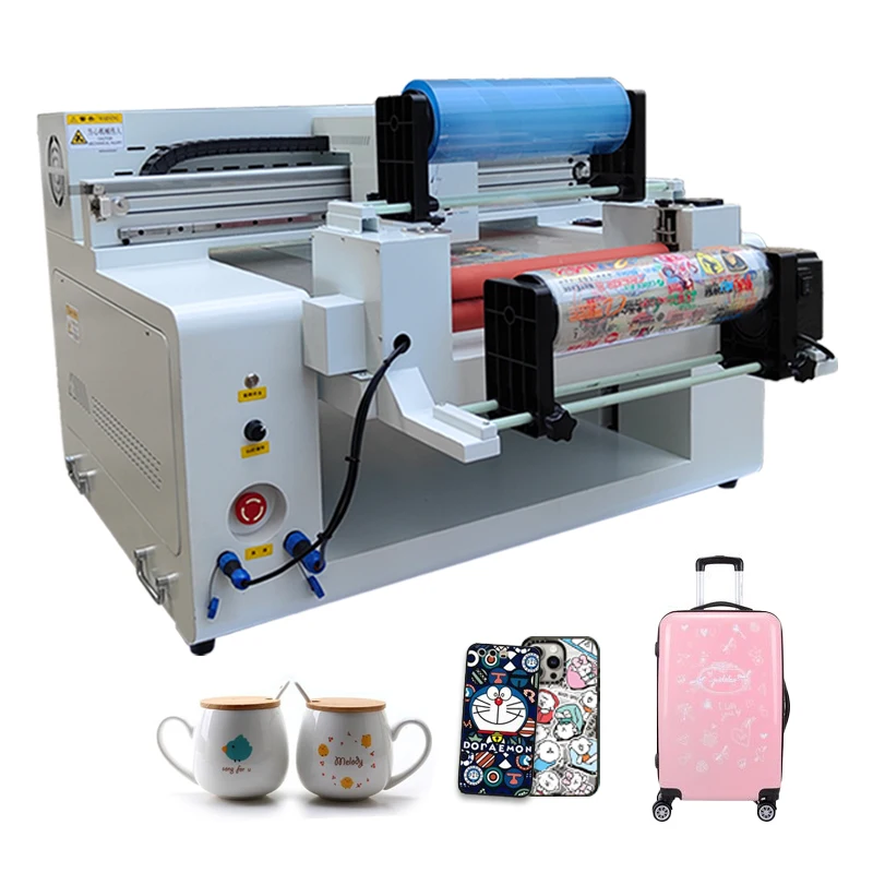 Flatbed Uv Printer 6050 Small Printing Business Fit Ab Film Acrylic Metal Vinyl Sticker Roll Uv Printer Xp600