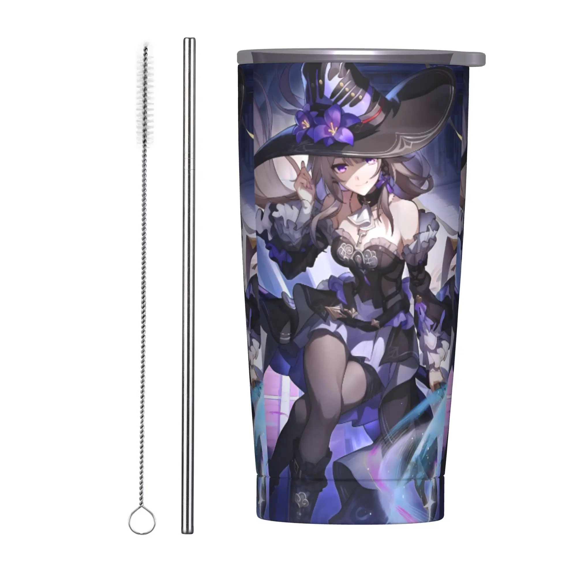 The Herta Tumbler Vacuum Insulated Honkai Anime Coffee Cups Stainless Steel Outdoor Mug Spill Proof, 20oz