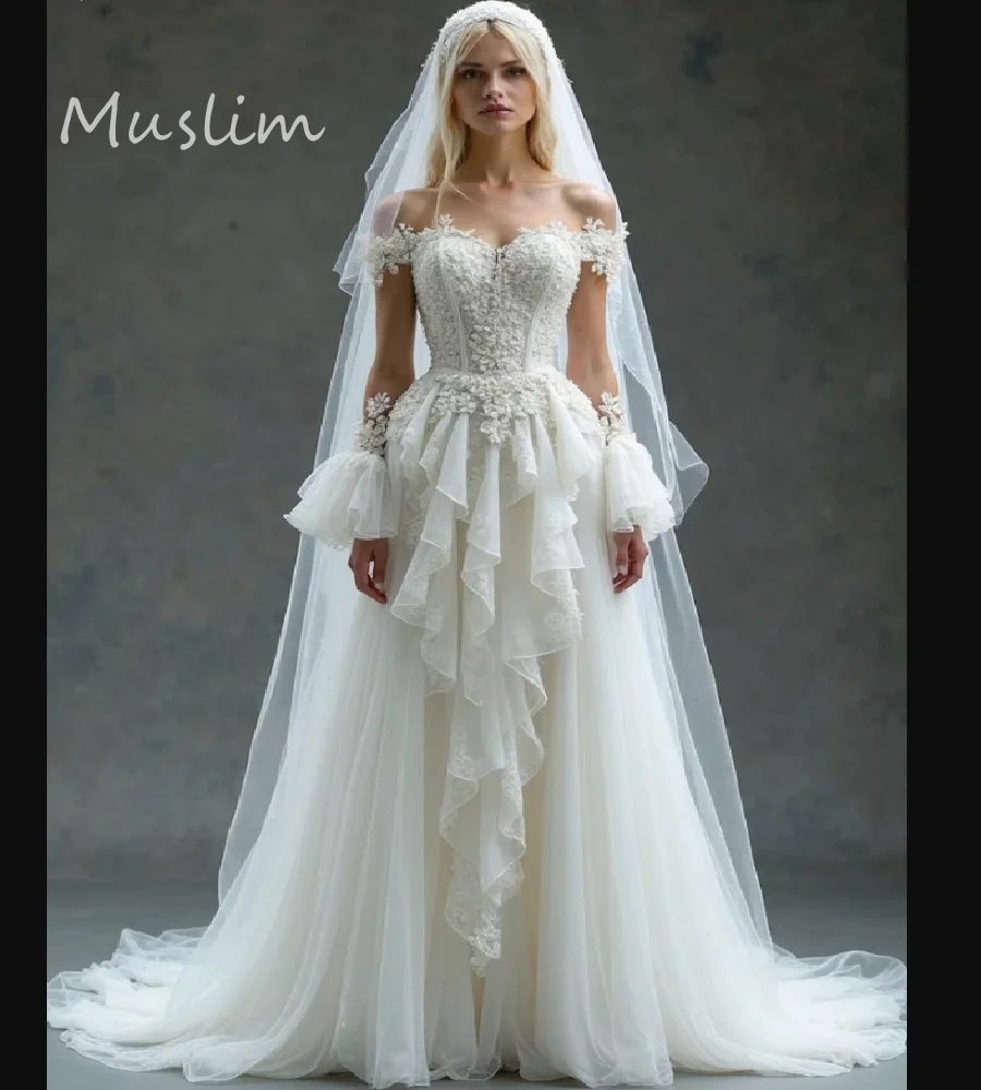 Enchanting Scandinavian Boho Wedding Dress Gypsy Forest Elf Bride Dress 2025 Ruffles Lace Long Sleeve Mysterious BrideCustomized