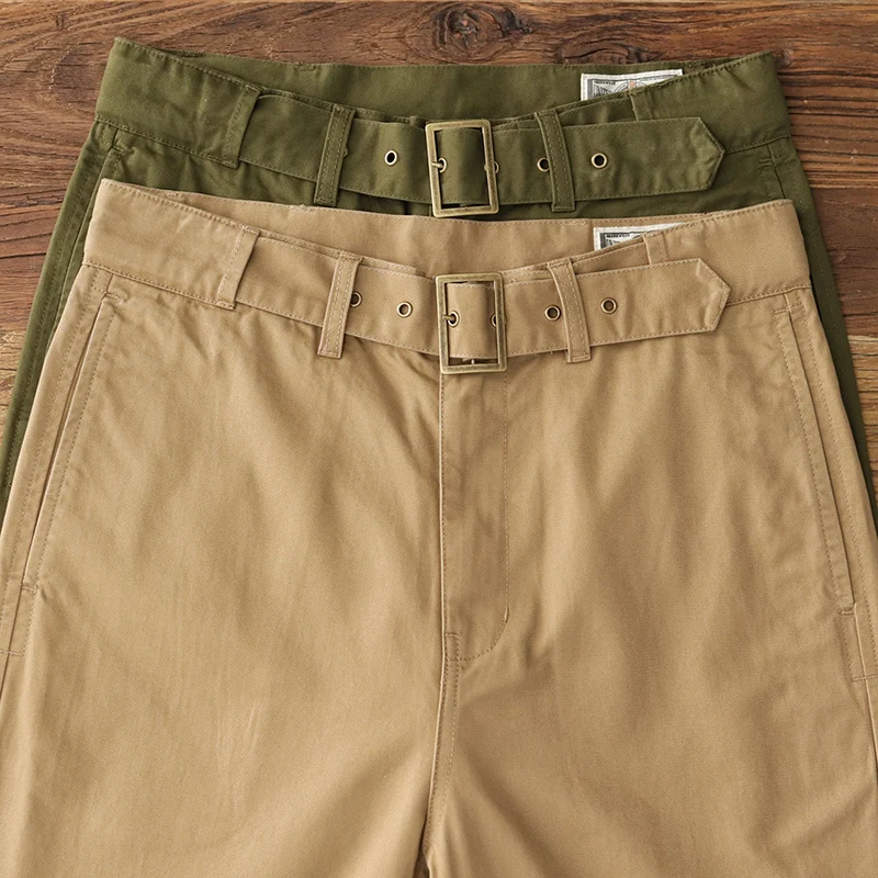 

American Retro Casual High Waist Loose Straight Leg Five orts Men Summer Workwear Khaki Cotton Youth Vitali Sle orts