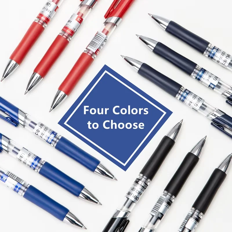 DELI Retractable Gel Pens 0.5mm12pcs/Box Black Blue Red Ink Smooth Click Pens for Writing Office & School Supplies