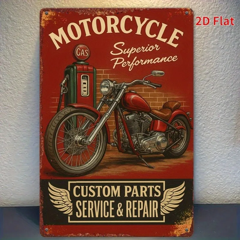 Vintage 1968 Motorcycle Repair Shop Tin Metal Signs Home Décor 8x12 Retro Garage