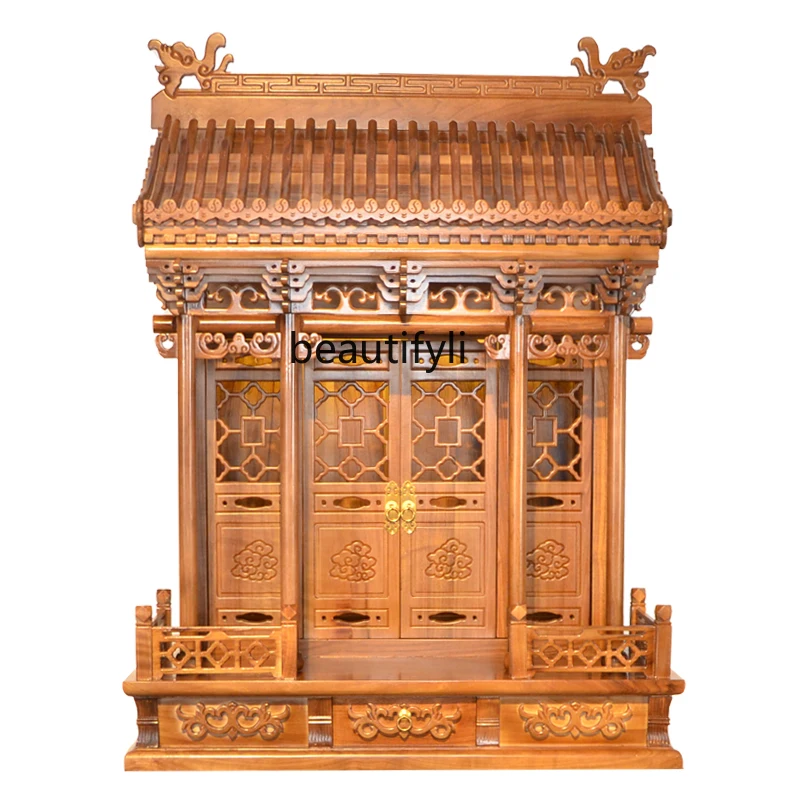 

Solid wood with door Buddhist niche offering table Buddhist table household offering table Chinese Buddhist cabinet