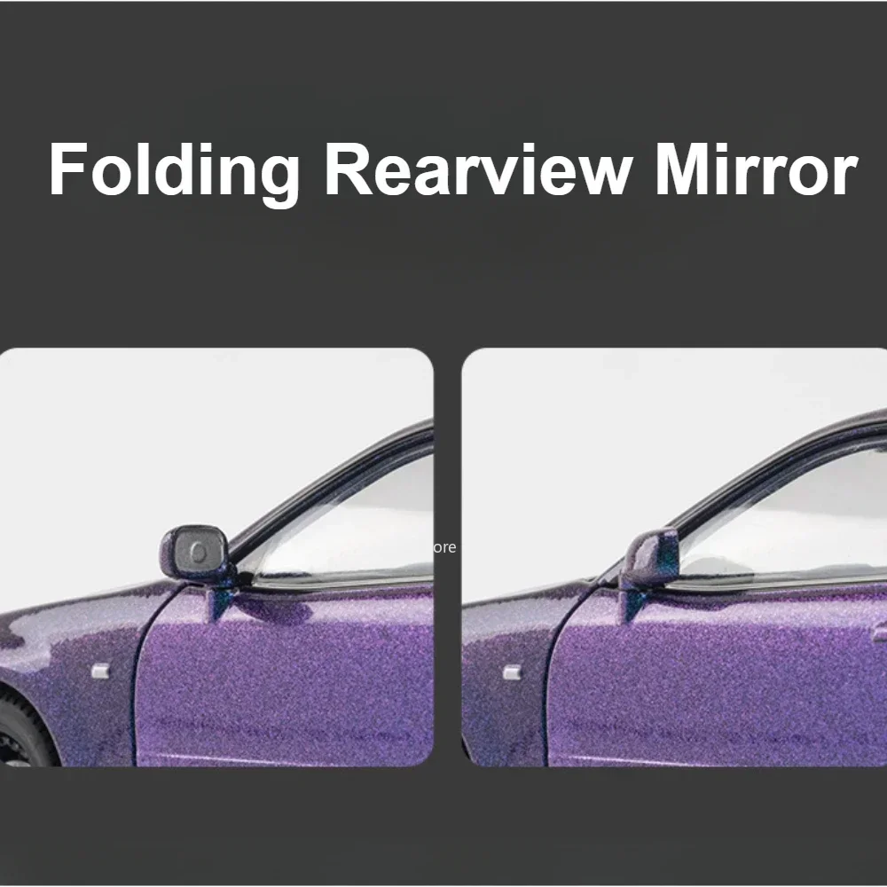 1:24 GTR-R34 스포츠카 모델 장난감 음악 조명 풀백 다이캐스트 메탈 충격 흡수 슈퍼카 모델 홈 데코 장식