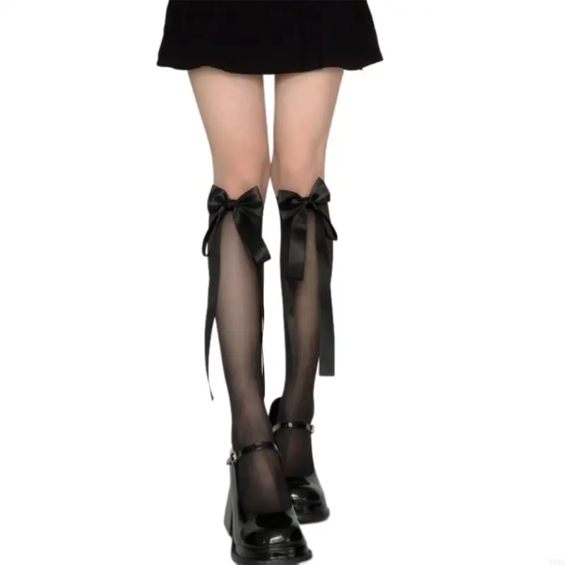 تجارة التجزئة/إسقاط شحن Sweet Bowknot Highs Socks أقواس جوارب الحرير الجوارب العجل للسيدات