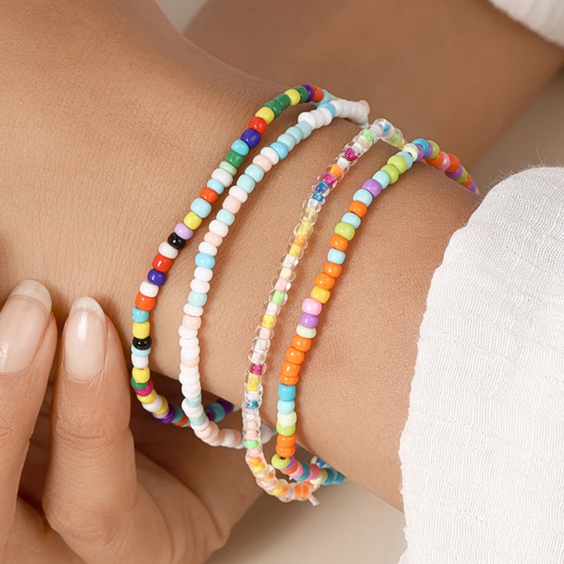 Aihua 4-teiliges Set Mädchen Süße Bunte Gänseblümchen Perlenarmband Handgefertigtes Kinder-Teenager-Freundschaftsarmband Beste Freundin Geschenk Schmuckset – Detail 3
