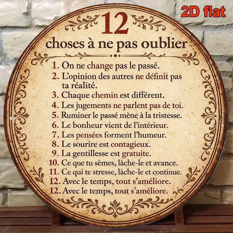 2D Flat - 1pc 8*8In/20X20Cm 2D Flat Round Sign, Vintage Plaque about 
