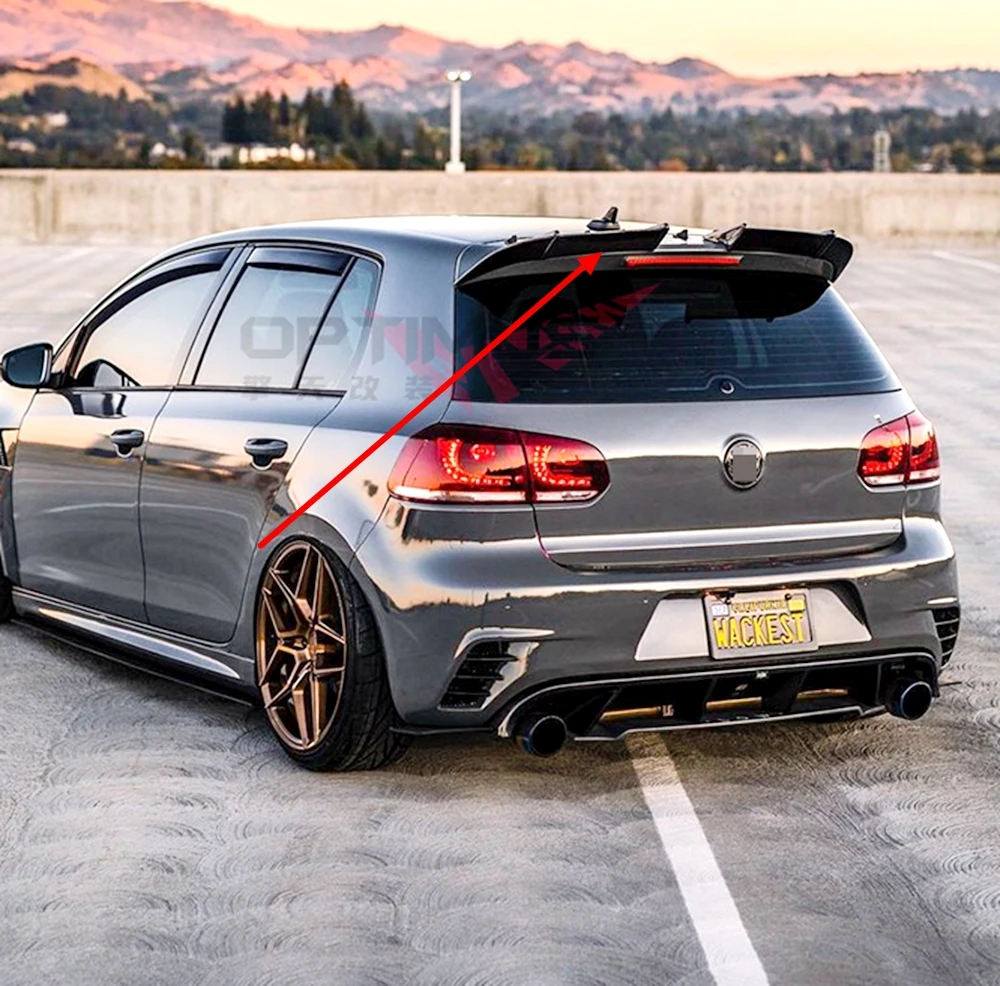 

Материал ABS, глянцевый черный AK-стиль, стиль углеродного волокна, задний спойлер на крышу для Volkswagen Golf 6 GTI R 2013-2020, Стайлинг автомобиля