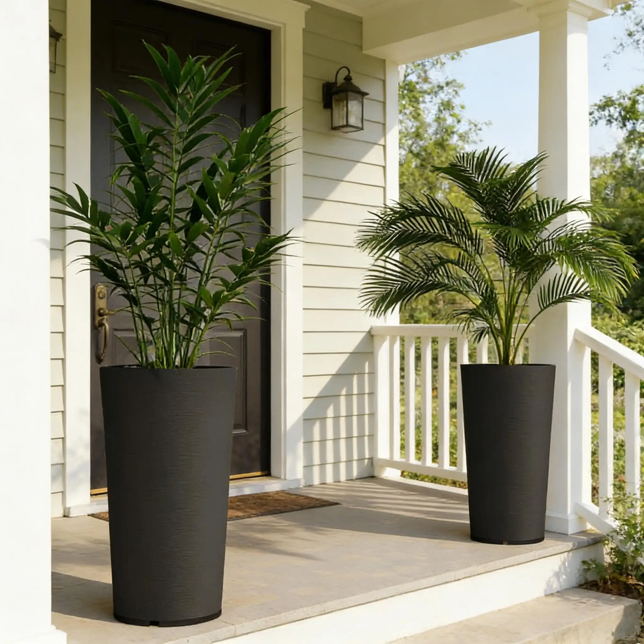 Set of 2 Flower Pots,Stackable Large Planters,High Planter