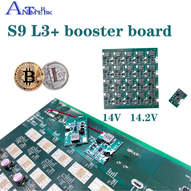 Asic Miner Antminer S9 L3 + Booster Board Repair Power Booster โมดูลบอร์ด Pcb Power Booster Board เอาต์พุต14V DC3.7V-12V