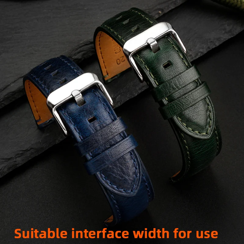 Vintage leather watch strap for Omega Longines 20mm Seamaster 300 TISSOT MIDO Citizen leather bracelet watch chain men and women