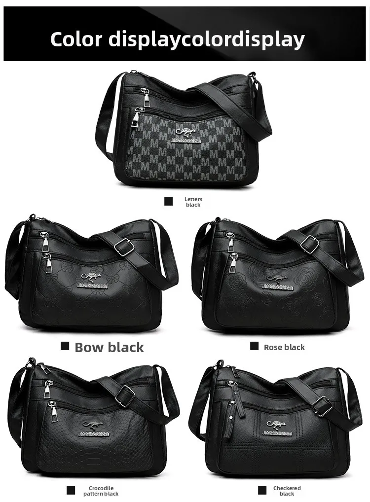 Klassisches Buchstaben-M-Design, mehrlagige Reißverschlusstasche, einzelne Schulter-Crossbody-Taschen für Damen, täglicher Gebrauch, Arbeit, Reisen, Ausflug, Party – Detail 17