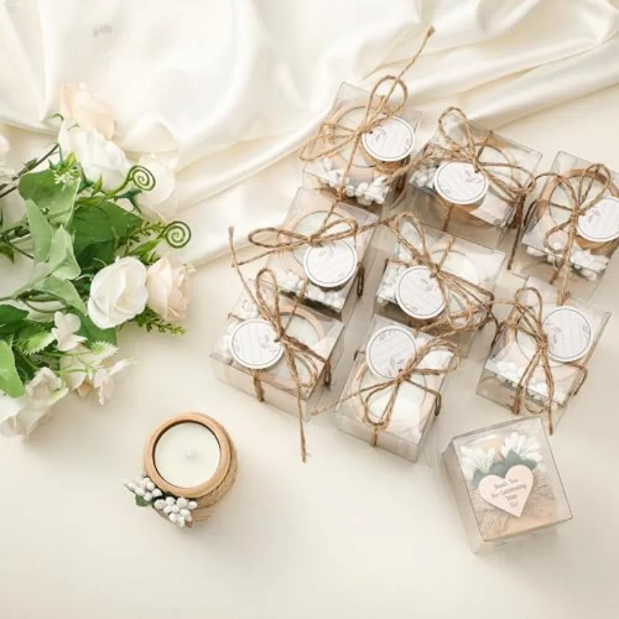 16 Pack Wooden Tealight Candle Holders Kit Guest Gifts for Wedding Baby Shower The First Communion Baptism Christening Housewar view 5
