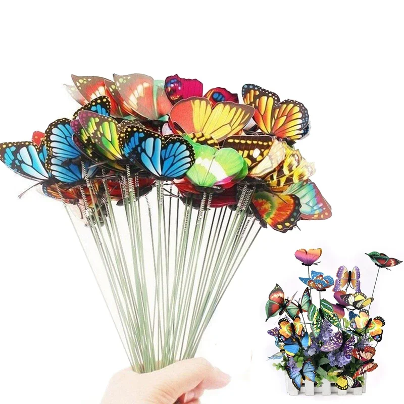 3D Simulation Butterflies Garden Yard Planter Colorful Butterfly Stakes Decoracion Outdoor Decor Flower Pots Decor