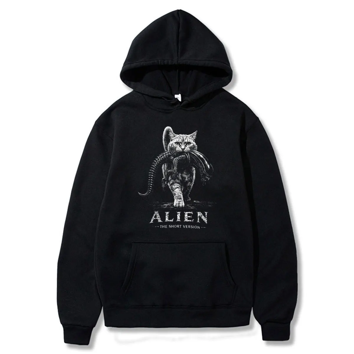 Alien The Short Version Cat Sci-Fi Horror Parody Graphic Funny Meme Hoodies Men's Women Clothing Cotton Long Sleeve Streetwears