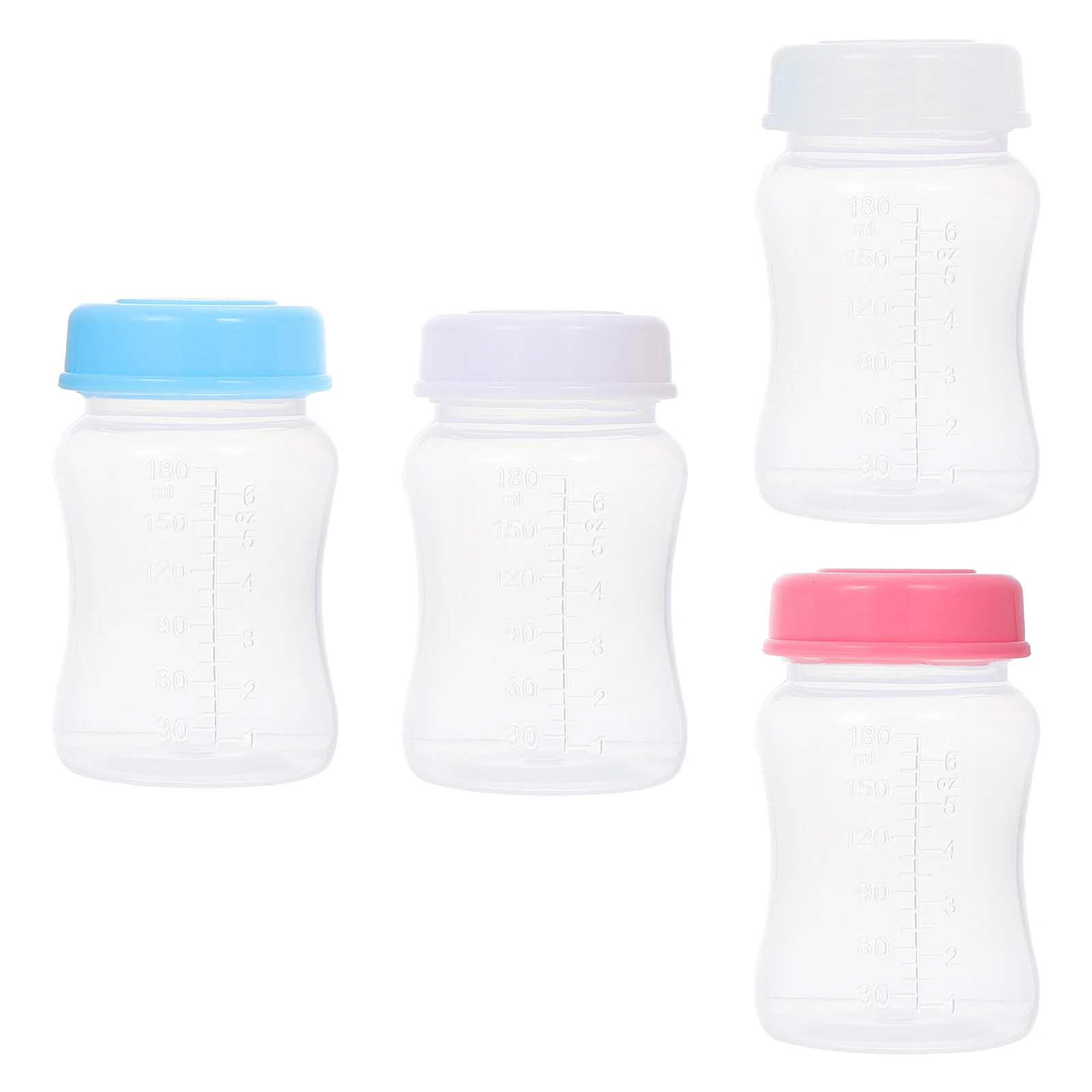 

4pcs Breast Milk Bottles Leak-Proof Portable Storage Freezer Safe Bpa-Free Transparent Feeding Wide Neck Plastic Container