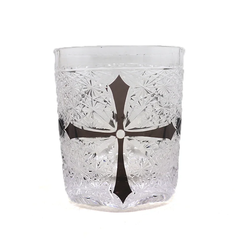 Japanese Edo Kiriko Whiskey Glass Hand Cut Crystal Old Fashioned Glass Blue Chrysanthemum Pattern Rock Tumbler for Whisky Bourbo