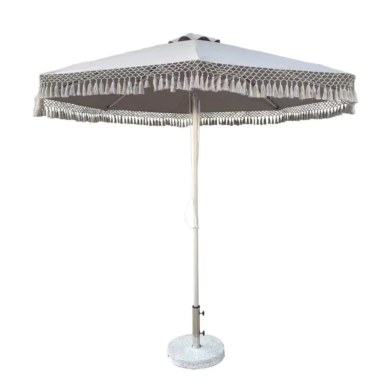 Luxury Creative Umbrella Designer Aluminum Alloy Umbrella Stand Restaurant Niche Handwoven Fringe Outdoor Umbrella
