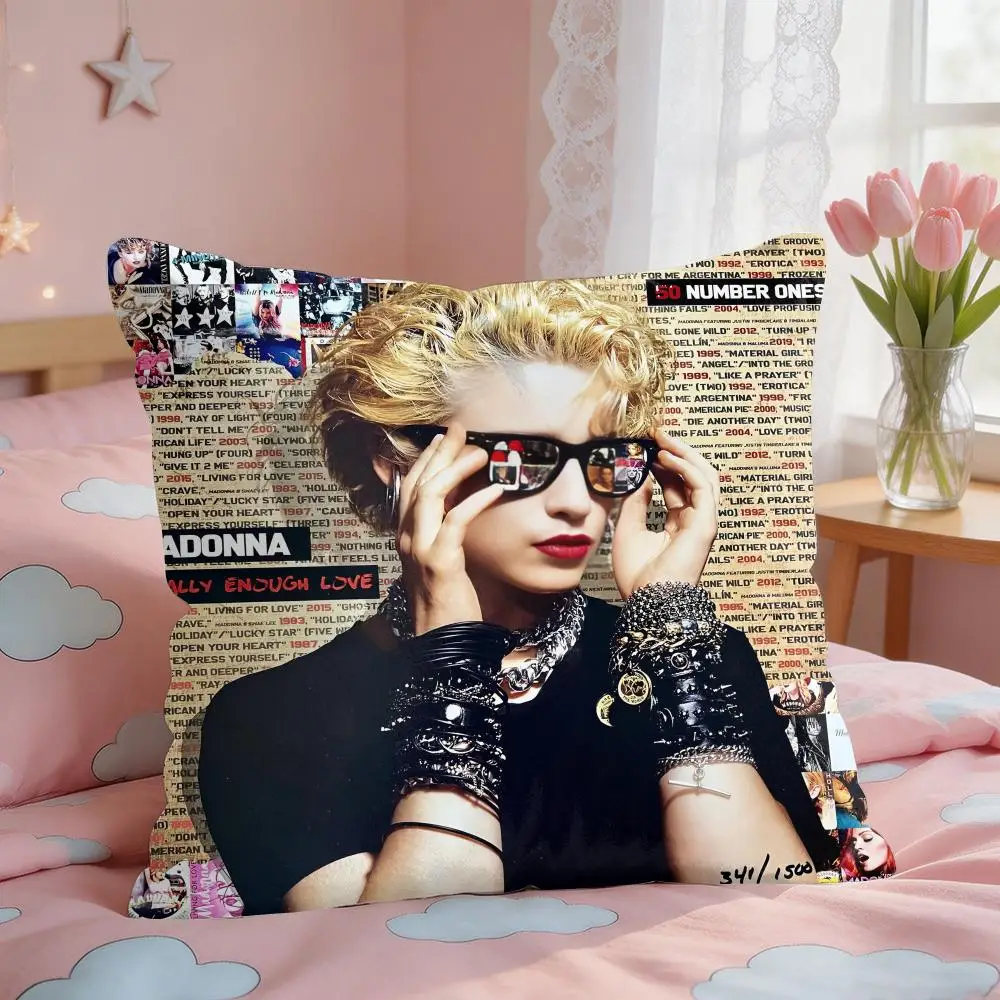 M-Madonna Like A Virgin Cushion Cover Square Short Plush Pillow Case Living Room Sofa Home Decor Funda 40X40