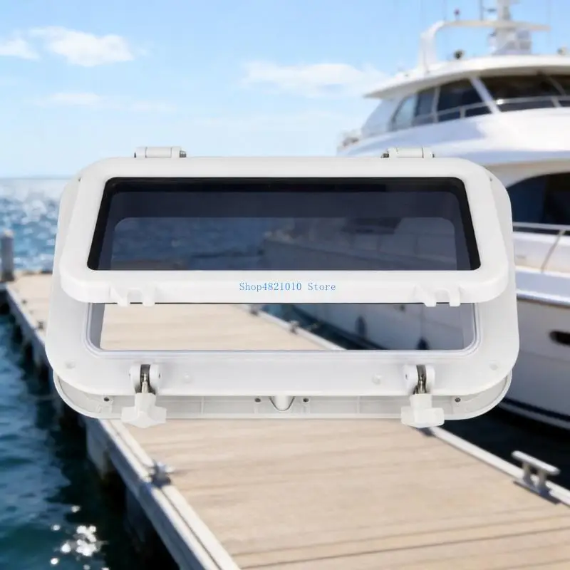 T3LF 4mm Marine Cabin Viewing Window Rectangular Portlight with Hinged Panel Turn Lock Knobs for Boat Wall Install Projects