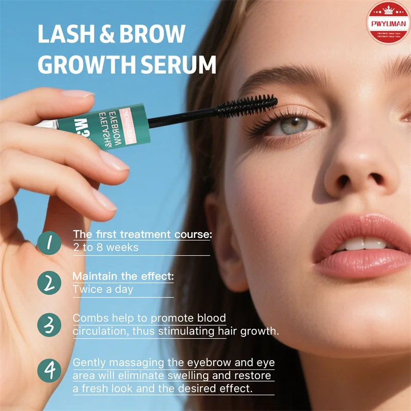 Siero per la crescita rapida delle ciglia 7 giorni Potenziatore naturale per sopracciglia Più lungo Più pieno Più spesso Allungamento Curling Soluzione per ciglia Prodotto per il trucco
