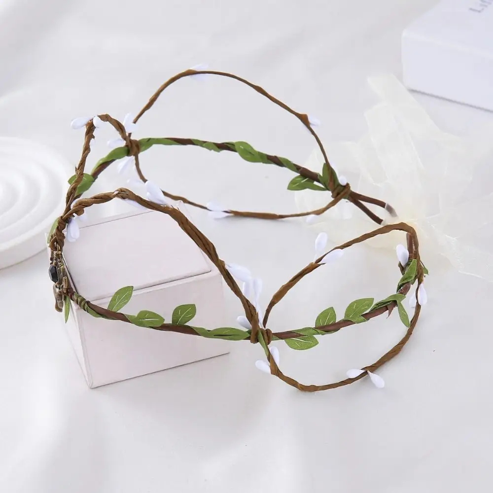 Flower Vine Elven Crown Diadem Fantasy Greek Laurel Crown Head Band Simulate Tree Leaves Fairy Headpiece Costume Accessories