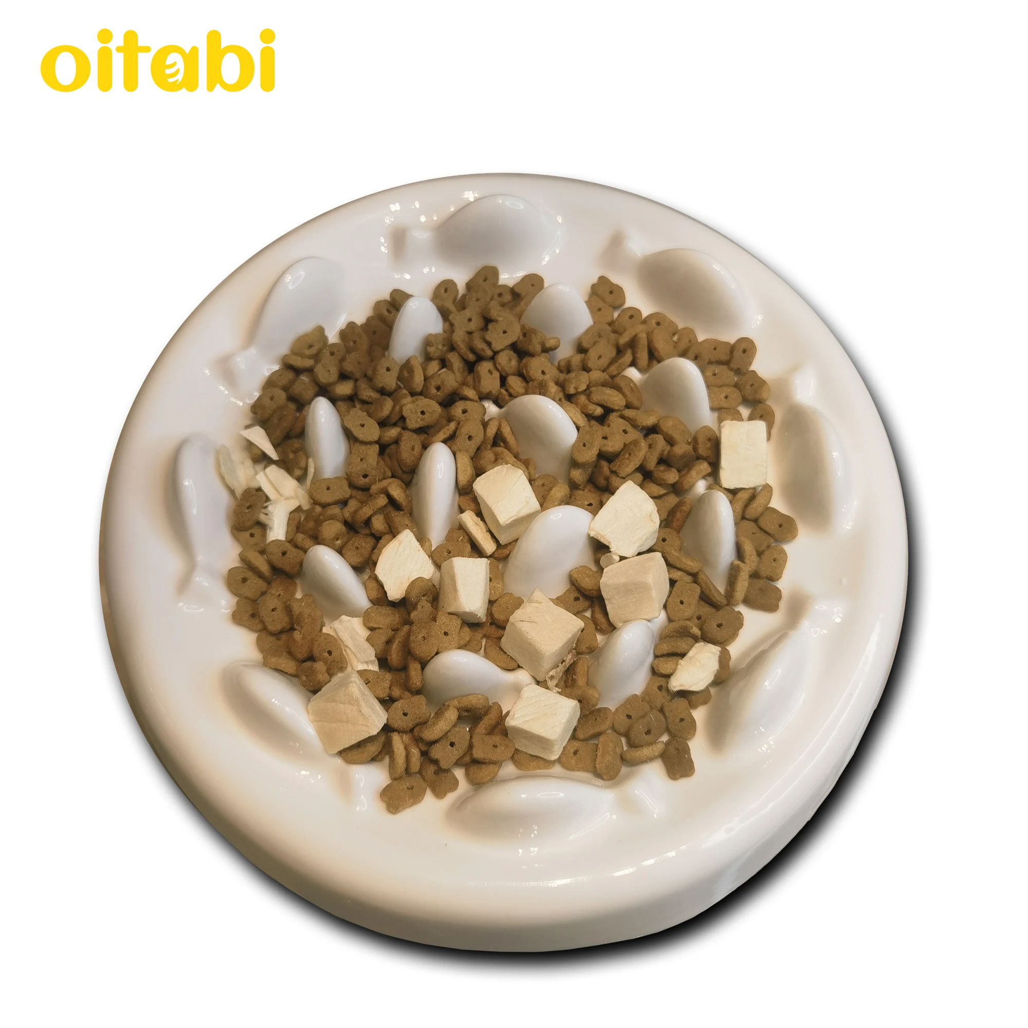 

Oitabi Ceramic Cat Slow Feeder Bowl Interactive Bloat Stop Dog Healthy Eating Pet Slow Feeding Bowls