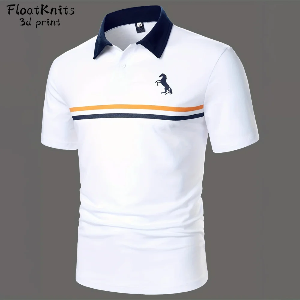 

Minimalist Striped Print Polo Shirts for Men Lapel Men's Clothing Harajuku Street Short Sleeve Tee Business Striped Graphic Tee