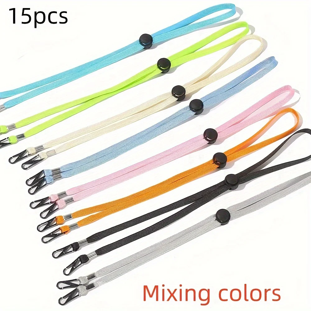 15Pcs Mixed Color Anti-lost Windproof Hat Strap Extended Secure Lanyard for Straw Bucket Sun Hat Summer Outdoor Activities