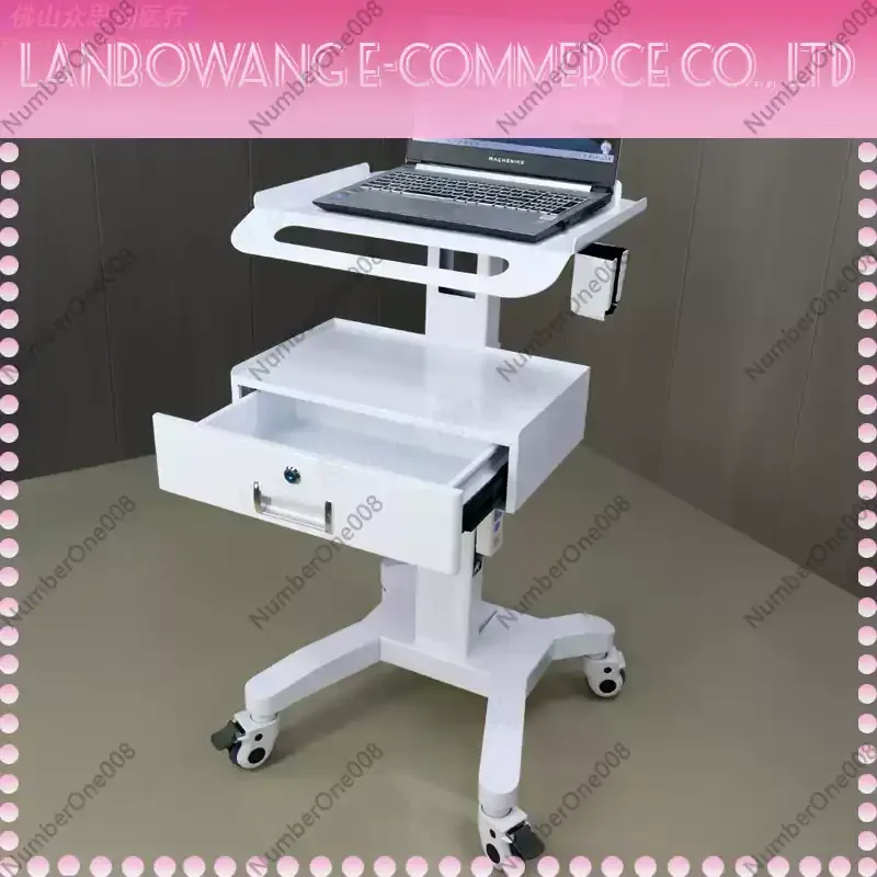 Mobile Dental Cart Rolling Stand, Multifunctional Instrument Trolley with Table for Oral Endoscope Notebook Computer