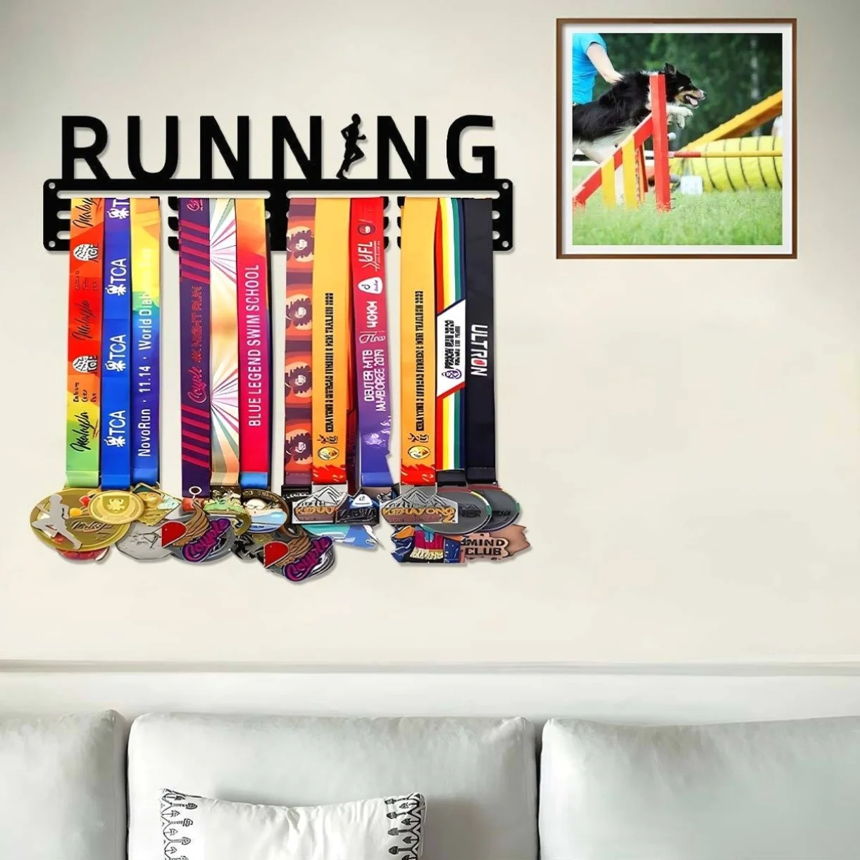 1-Piece Running Medal Hanger - Heavy-Duty Iron Medal Display Rack, Suitable for Marathons, Gyms, Living Rooms, Offices - Medal Rack for Hanging Medals - No Assembly Required - Height 11.81inch - Christmas Decorations, Christmas Gifts, Medal Wall Hanger, for Sports Enthusiasts